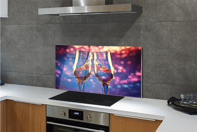 Painel de vidro Taças com fundo colorido de champanhe