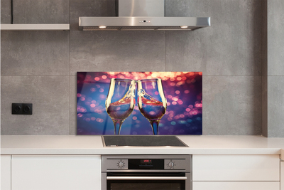 Painel de vidro Taças com fundo colorido de champanhe