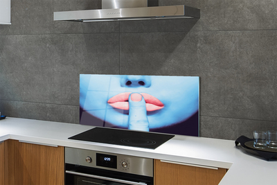 Painel de vidro Lábios neon femininos