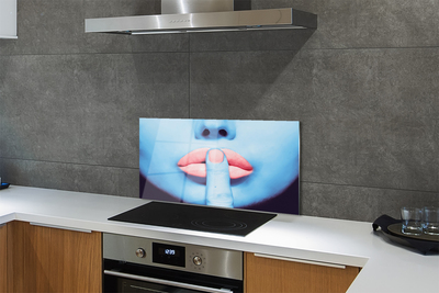 Painel de vidro Lábios neon femininos