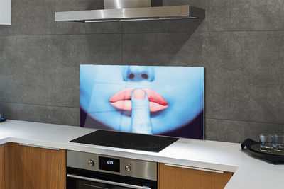 Painel de vidro Lábios neon femininos