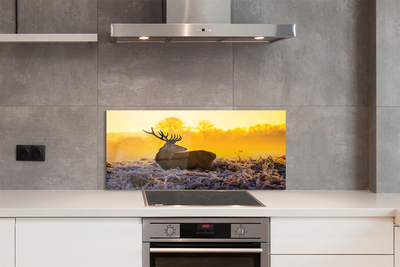 Painel de vidro Nascer do sol de inverno com veados