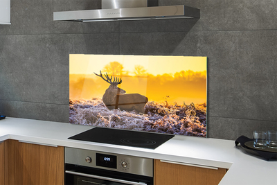 Painel de vidro Nascer do sol de inverno com veados