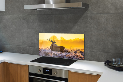 Painel de vidro Nascer do sol de inverno com veados