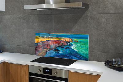 Painel de vidro Mar, céu, rochas