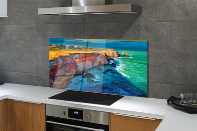 Painel de vidro Mar, céu, rochas