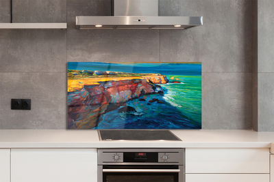 Painel de vidro Mar, céu, rochas