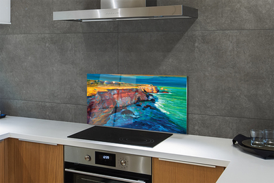 Painel de vidro Mar, céu, rochas