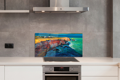 Painel de vidro Mar, céu, rochas