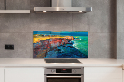 Painel de vidro Mar, céu, rochas