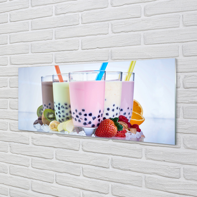 Painel de vidro Milkshakes com frutas