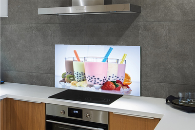 Painel de vidro Milkshakes com frutas