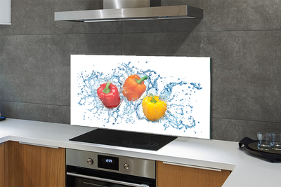 Painel de vidro Pimentas na água