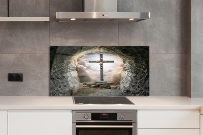 Painel de vidro Cruz da caverna luz Jesus