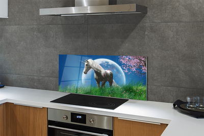 Painel de vidro Lua Unicórnio de Campo