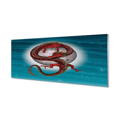 Painel de vidro Dragão Japonês do Céu da Lua