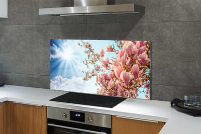 Painel de vidro Magnólia céu sol