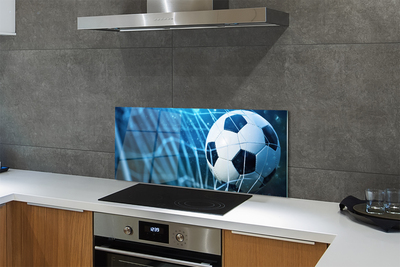 Painel de vidro Bola de gol com fundo azul