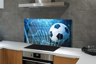 Painel de vidro Bola de gol com fundo azul