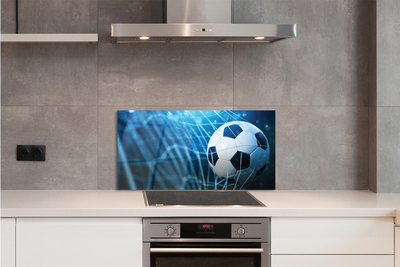 Painel de vidro Bola de gol com fundo azul