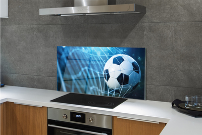 Painel de vidro Bola de gol com fundo azul