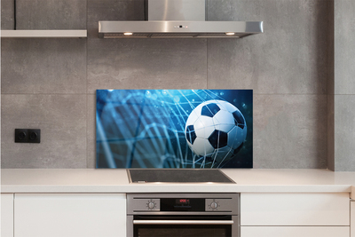 Painel de vidro Bola de gol com fundo azul