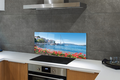 Painel de vidro Mar navio céu verão