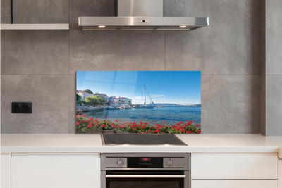 Painel de vidro Mar navio céu verão