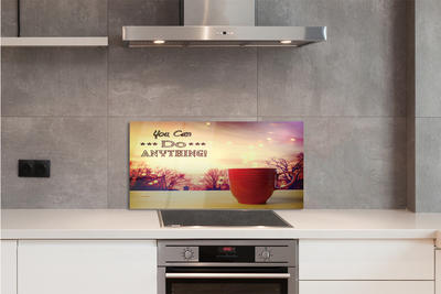 Painel de vidro Inscrição na caneca vermelha de outono