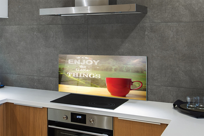 Painel de vidro Caneca com a inscrição natureza