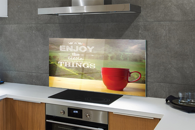 Painel de vidro Caneca com a inscrição natureza