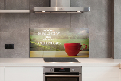 Painel de vidro Caneca com a inscrição natureza