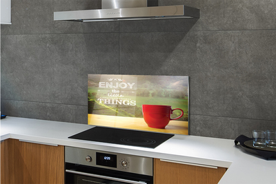 Painel de vidro Caneca com a inscrição natureza