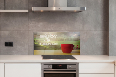 Painel de vidro Caneca com a inscrição natureza