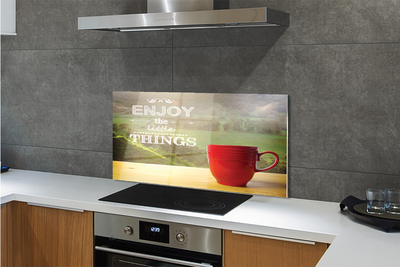 Painel de vidro Caneca com a inscrição natureza