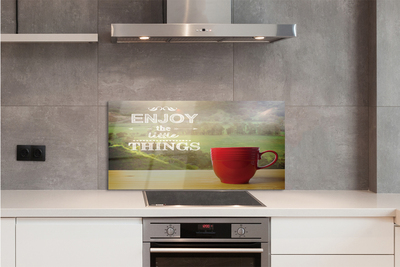 Painel de vidro Caneca com a inscrição natureza