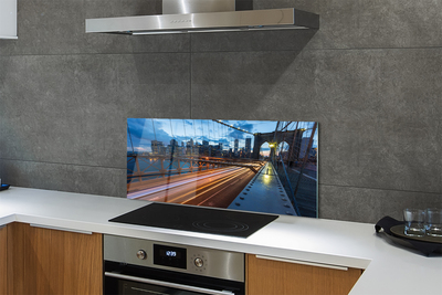 Painel de vidro Ponte do rio dos arranha-céus