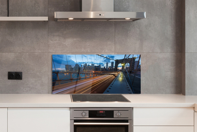 Painel de vidro Ponte do rio dos arranha-céus