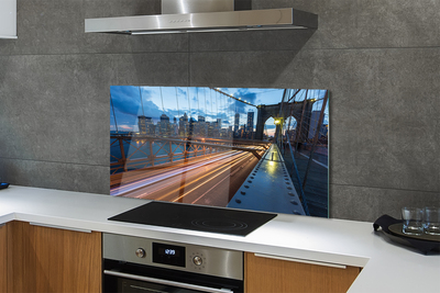 Painel de vidro Ponte do rio dos arranha-céus