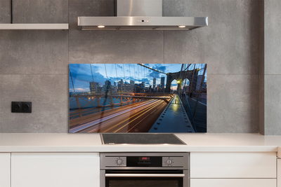 Painel de vidro Ponte do rio dos arranha-céus