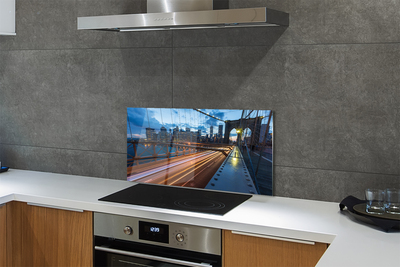 Painel de vidro Ponte do rio dos arranha-céus