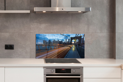 Painel de vidro Ponte do rio dos arranha-céus