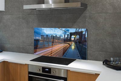 Painel de vidro Ponte do rio dos arranha-céus