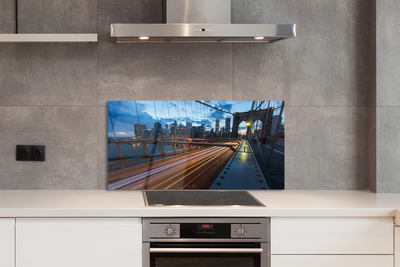 Painel de vidro Ponte do rio dos arranha-céus