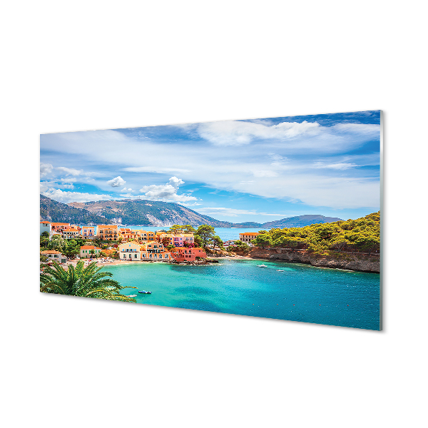 Painel de vidro Grécia Costa Montanhas Mar