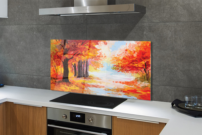 Painel de vidro Folhas de árvores de outono