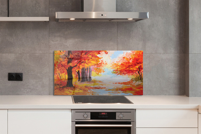 Painel de vidro Folhas de árvores de outono