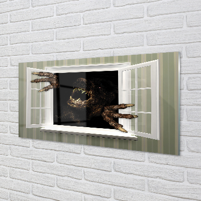 Painel de vidro Figura assustadora na janela