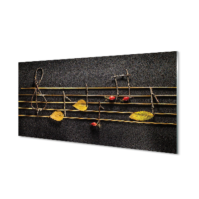 Painel de vidro Notas de gravetos e folhas