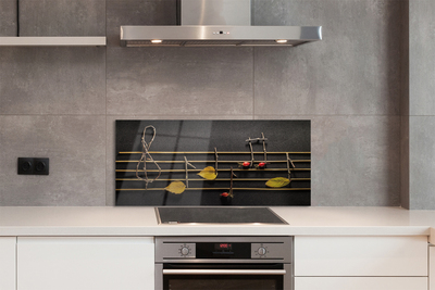 Painel de vidro Notas de gravetos e folhas